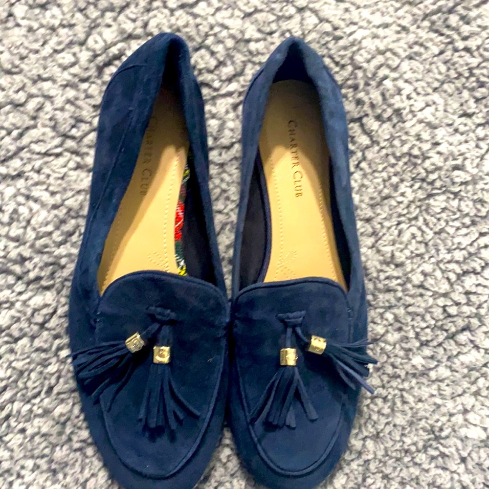 Charter club blue leather loafer size 8 NWT